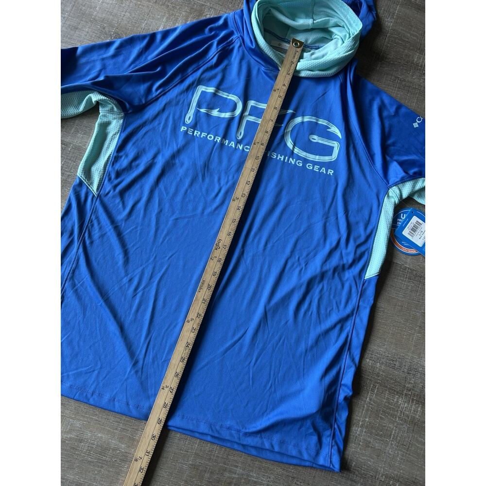 Columbia PFG Terminal Tackle Vent Hoodie Face Gaiter Men’s L Blue UPF 50 FM9339 - Picture 12 of 15